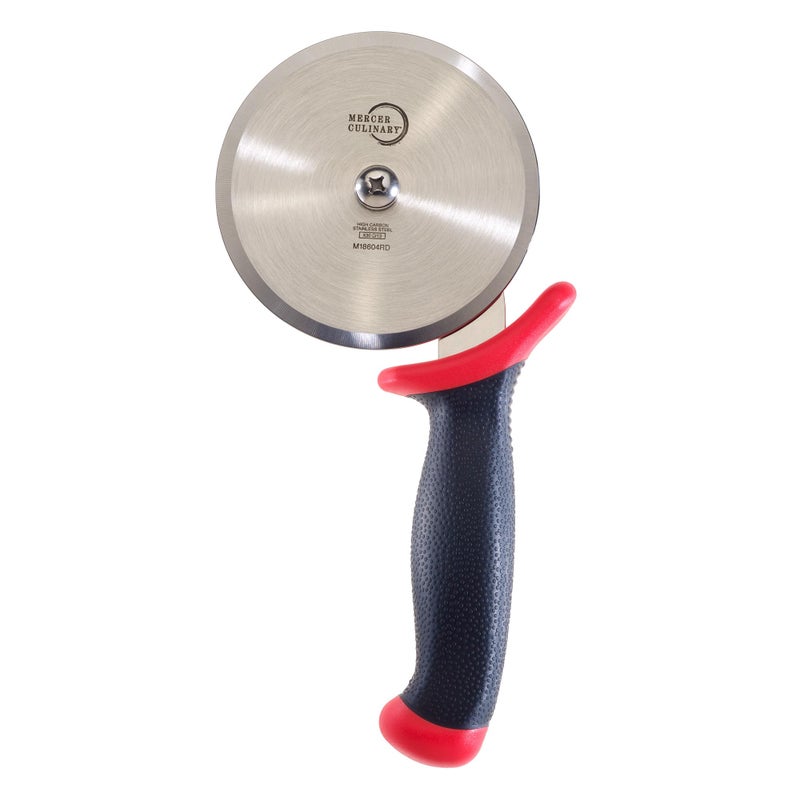 Mercer Culinary Millennia Pizza Cutter with Red Handle, 4 Inch Wheel, Stainless Steel - Image 2